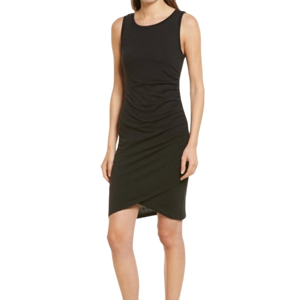 Treasure & Bond Ruched Side Sleeveless Tank Dress Size XS Black Minimalist Mini